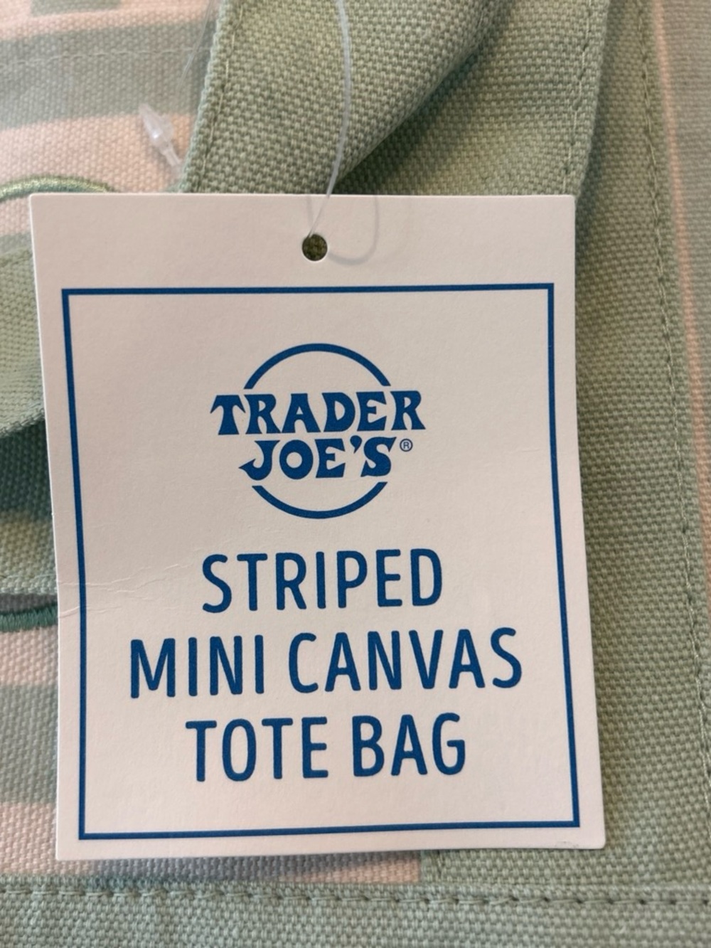Trader Joe's Mint Green Stripe Canvas Tote - Picture 4 of 4
